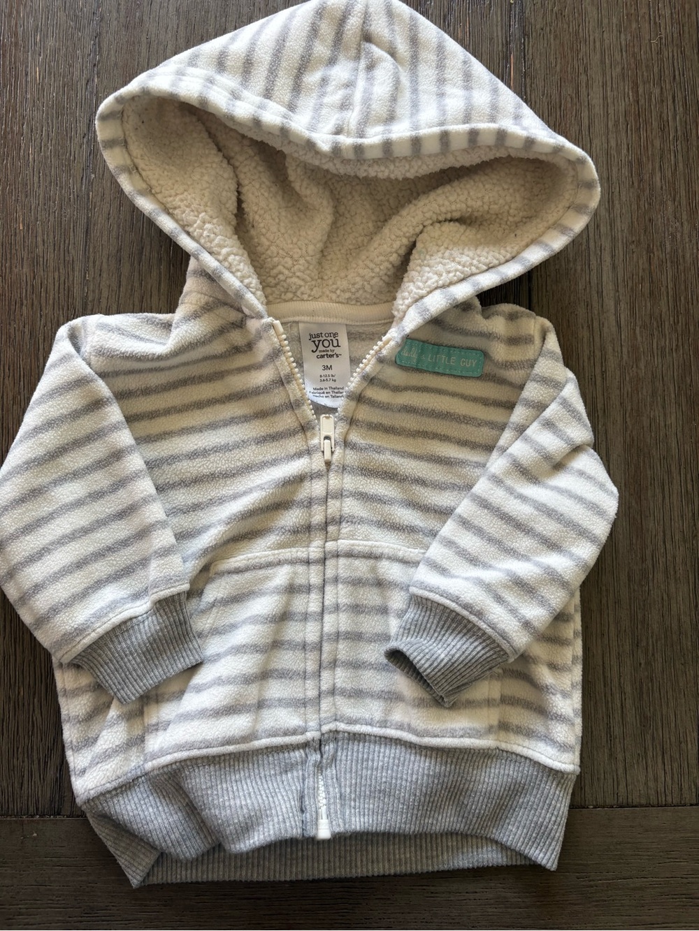 Carter's Gray Striped Hooded Baby Jacket Set - Zip Front- 3m - Picture 6 of 8